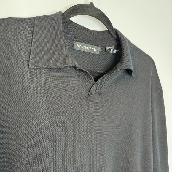 Statements Mens Lightweight Silk Blend Knit Buttonless Polo Shirt Vintage - Picture 5 of 10